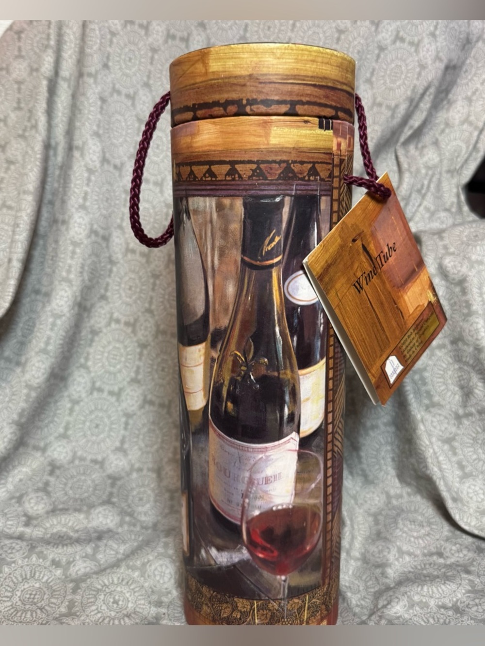 Wine Bottle Gift Tube Carrier - Brown/Gold